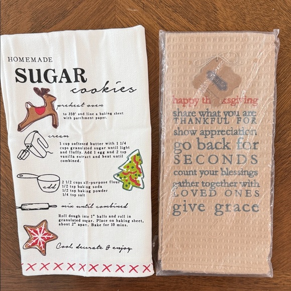 Mud Pie Other - Holiday Sugar Cookies Kitchen Towel and Thanksgiving Tea Towel